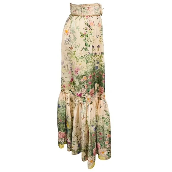 CAMILLA LIGHT PINK MULTI PALACIO PLAYGROUND PRINT MAXI SKIRT WITH DEEP HEM FRILL - Picture 2 of 5
